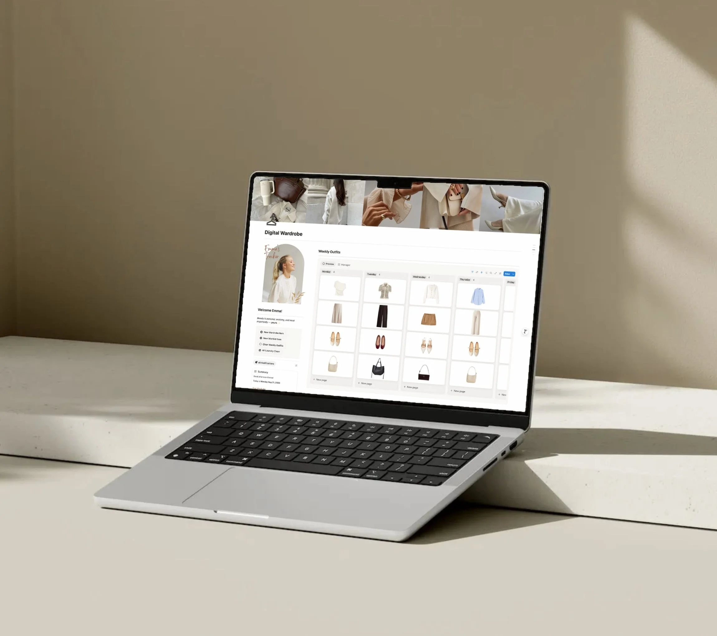 Digital Wardrobe Notion template