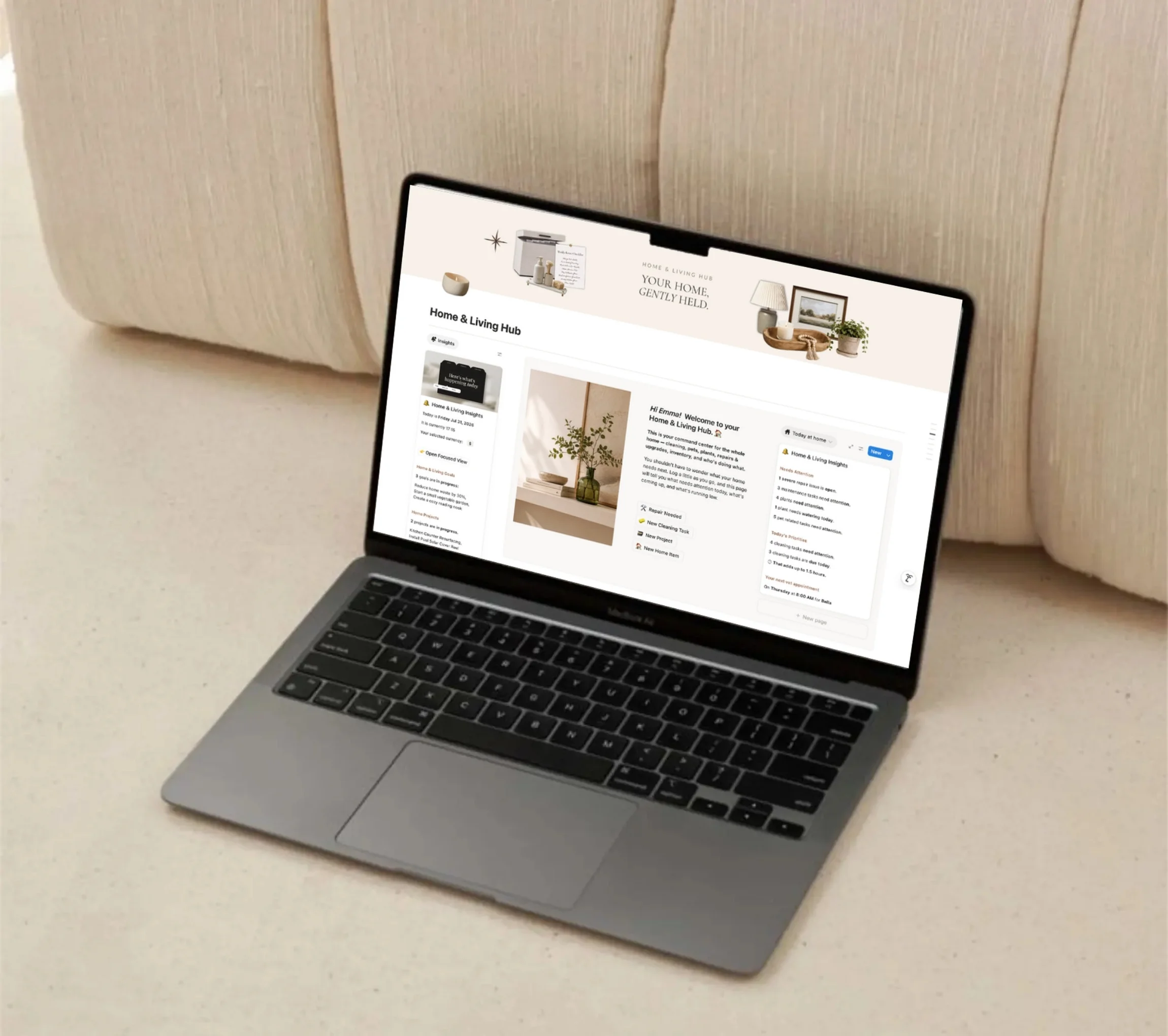 Home & Living Hub Notion template